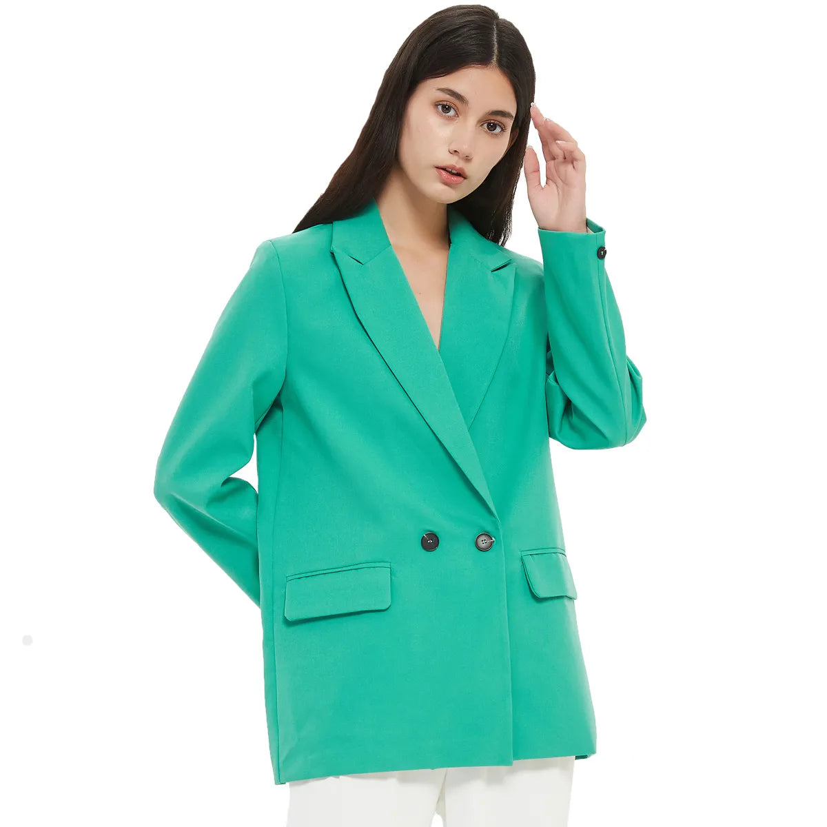 “I’m So Sly” Women’s Solid Double-Breasted Blazer
