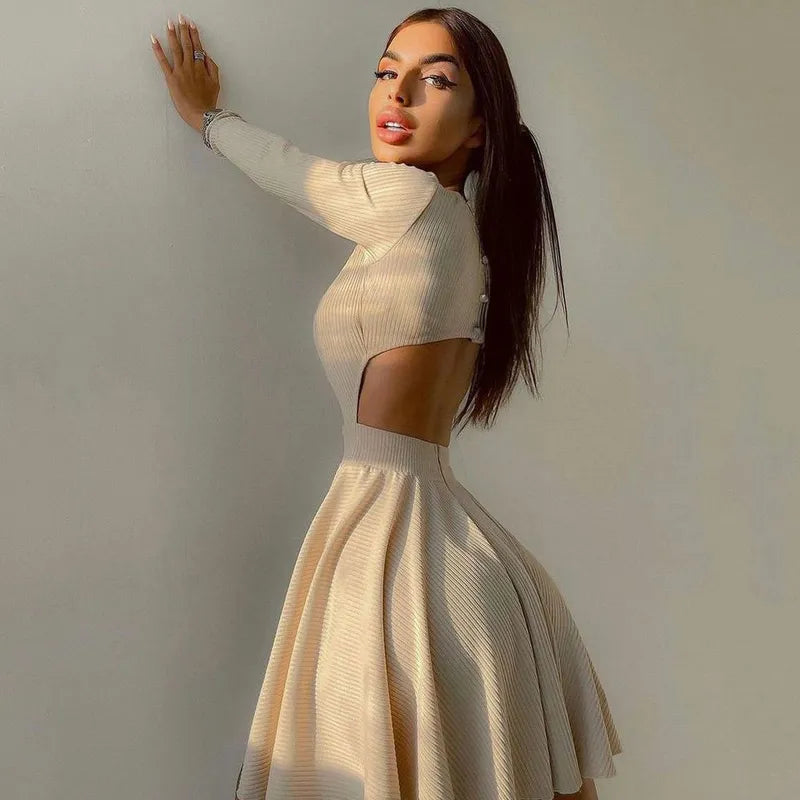 ”Excuse Me Miss” Elegant Long Sleeve Turtleneck Mini Dress