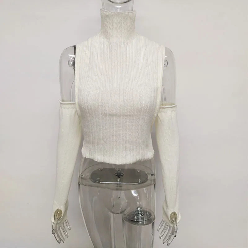 ”High Hopes” Vintage Long Sleeve Y2K Style Knitted Turtleneck Sweater Vest