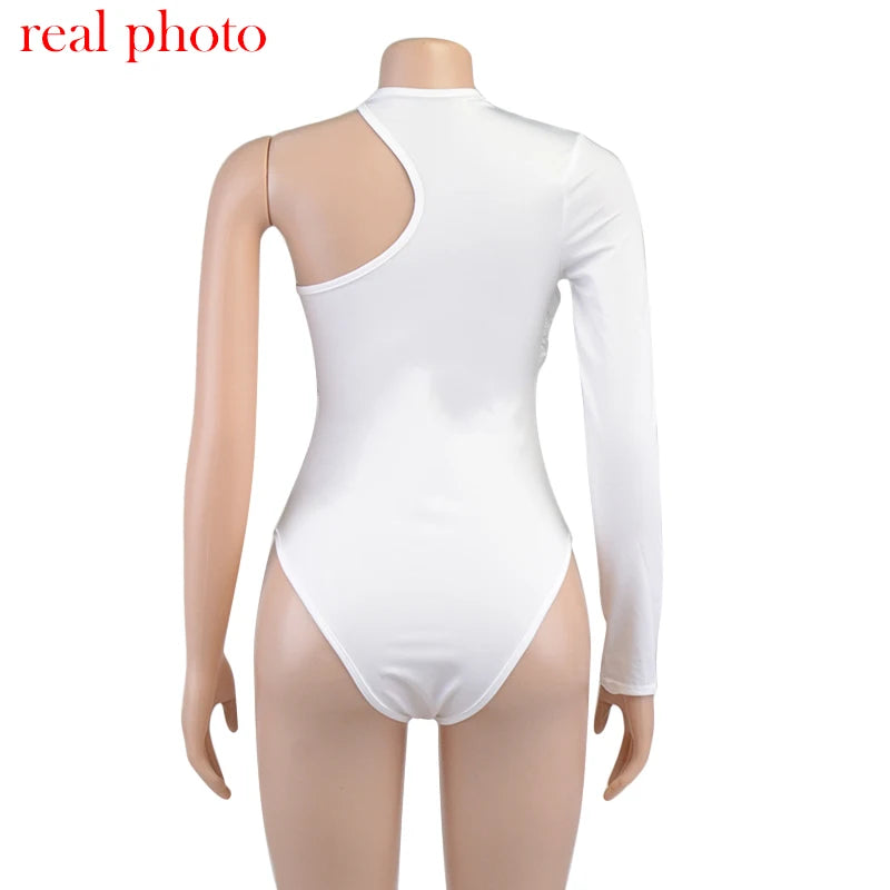 "One Time" Sexy One Shoulder Backless Bodysuit
