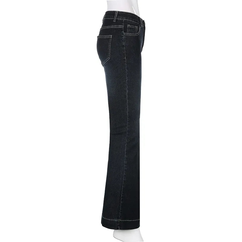 “Gossip Girl” Women’s Retro Y2K Style Low Waist Flare Jeans