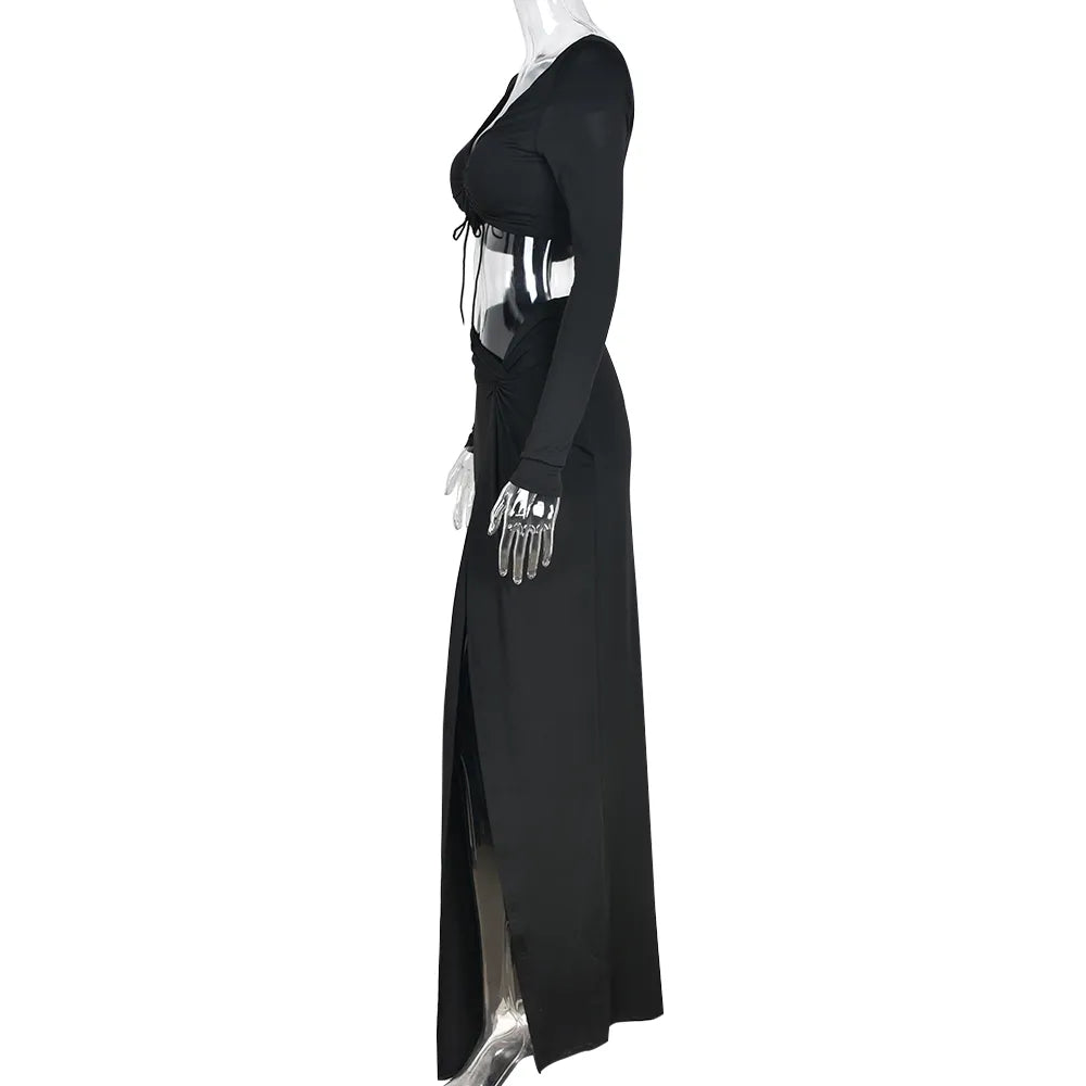 "Talk Of The Town" Women’s Elegant Long Sleeve Two Piece Set