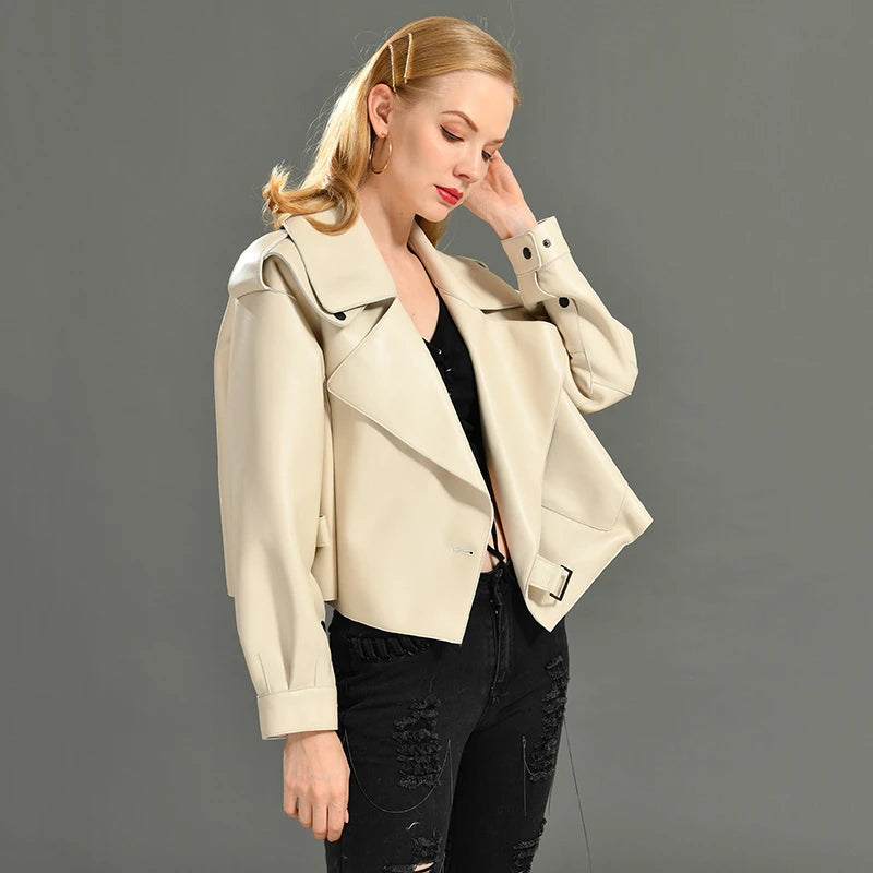“Diamond” Women’s Sheepskin Designer Leather Jacket