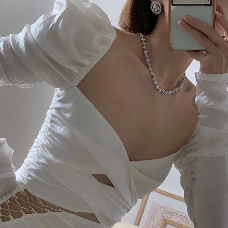 “Crystallized” Sexy Diamond Studded Lace Up Bodycon Party Dress