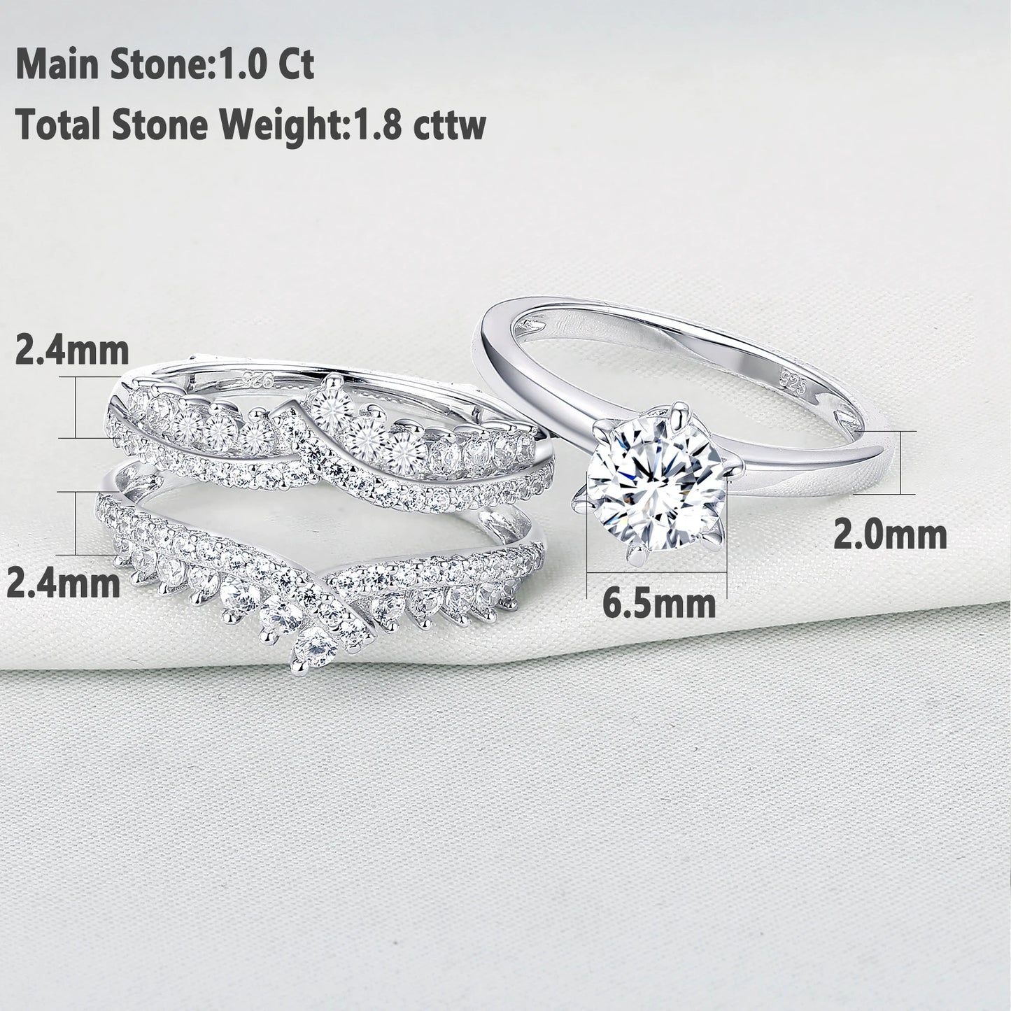 “Royalty” Sterling Silver Detachable 2 Piece Engagement Ring