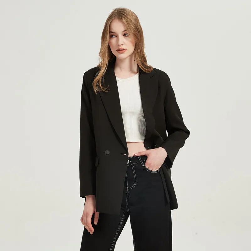“I’m So Sly” Women’s Solid Double-Breasted Blazer