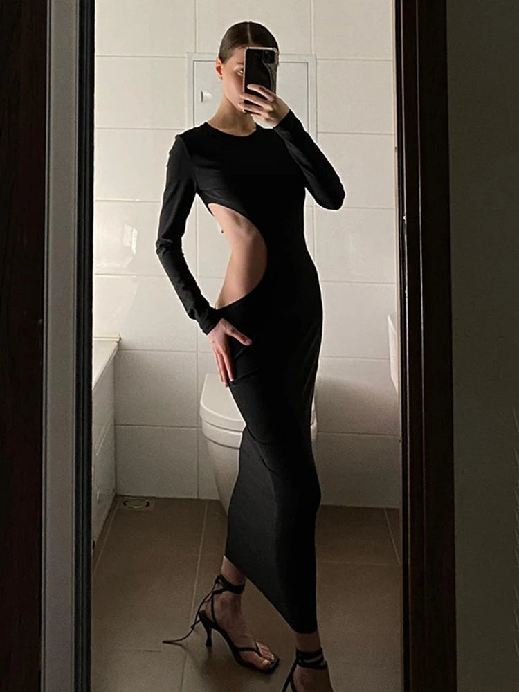 “On The House” Elegant Cut Out Long Sleeve Cocktail Dress