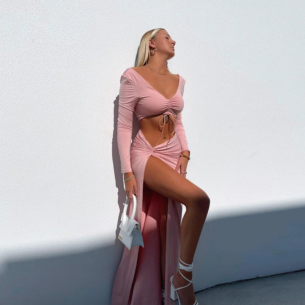"Talk Of The Town" Women’s Elegant Long Sleeve Two Piece Set
