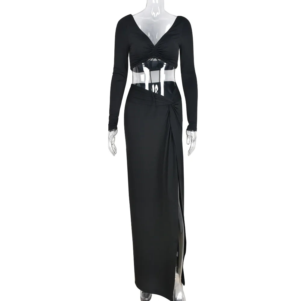 "Talk Of The Town" Women’s Elegant Long Sleeve Two Piece Set