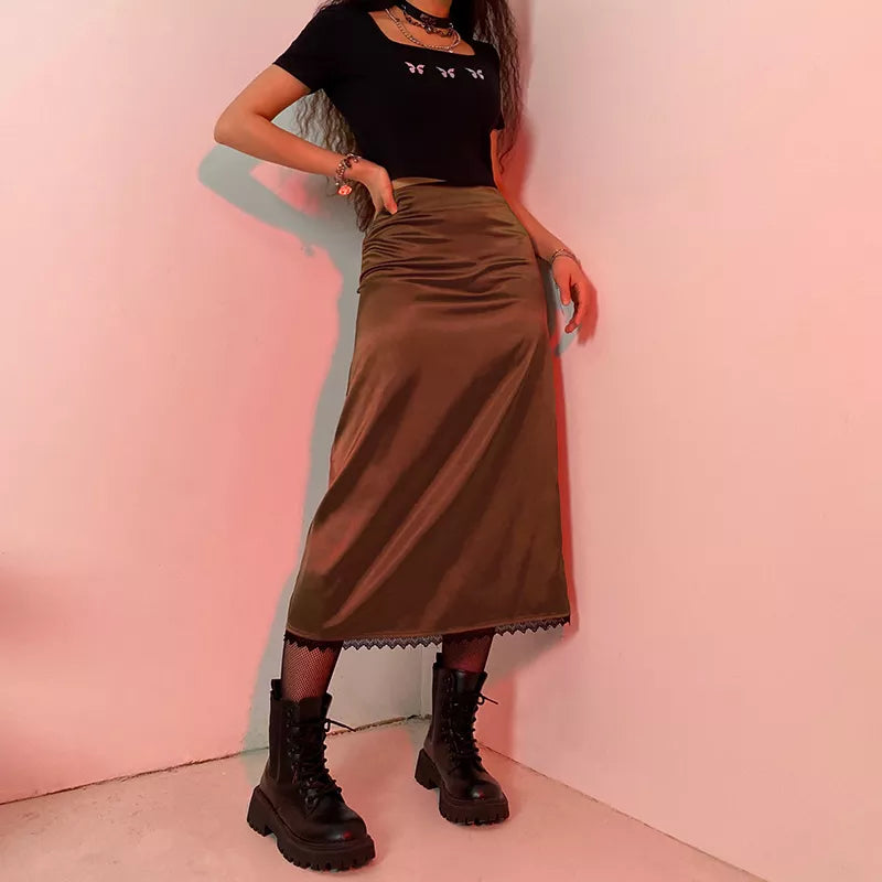 “Euro Grunge” Retro Striped Y2K Style Long Skirt