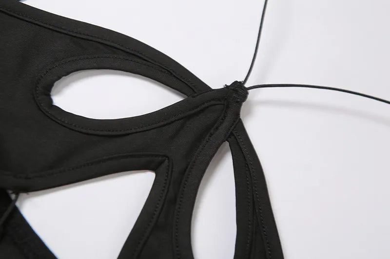 "Toxic" Sexy Black Cut Out High Waist Split Maxi Dress