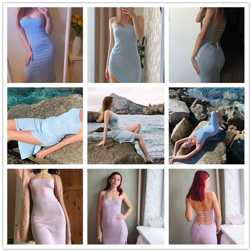 "Sequins" Sexy Lace Up Backless Party Dress