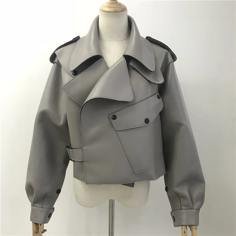 “Diamond” Women’s Sheepskin Designer Leather Jacket
