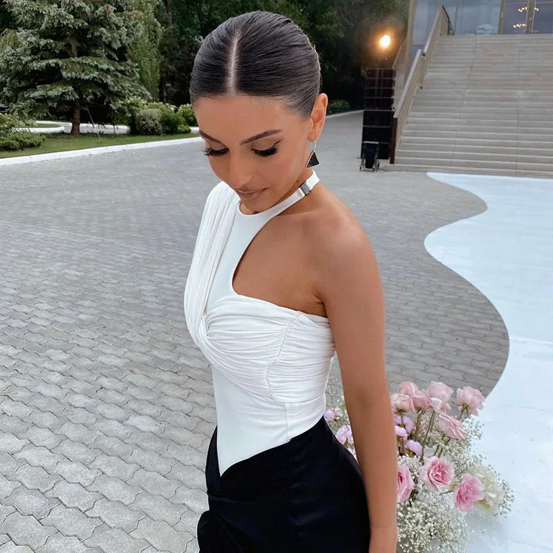 "One Time" Sexy One Shoulder Backless Bodysuit