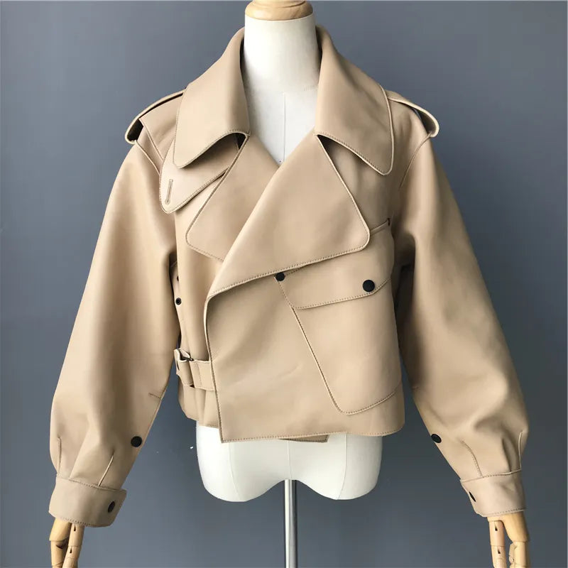“Diamond” Women’s Sheepskin Designer Leather Jacket