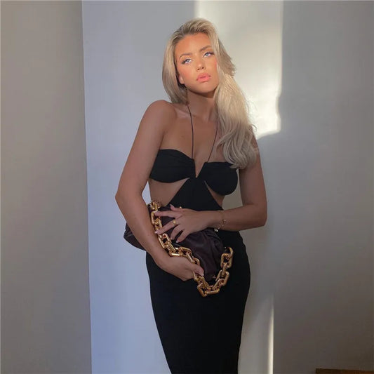 “Ms. Irresistible” Backless Spaghetti Strap Bodycon Halter Dress