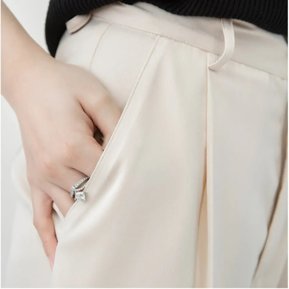 “Sway” Women’s Elegant High Waist Wide Leg Silk Pants