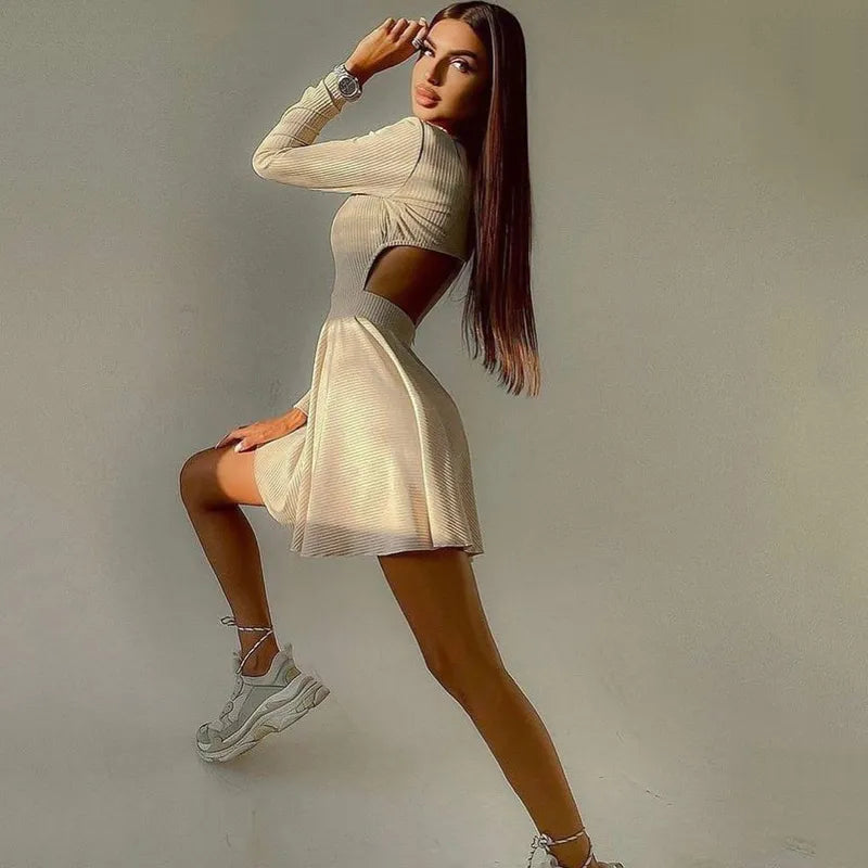 ”Excuse Me Miss” Elegant Long Sleeve Turtleneck Mini Dress