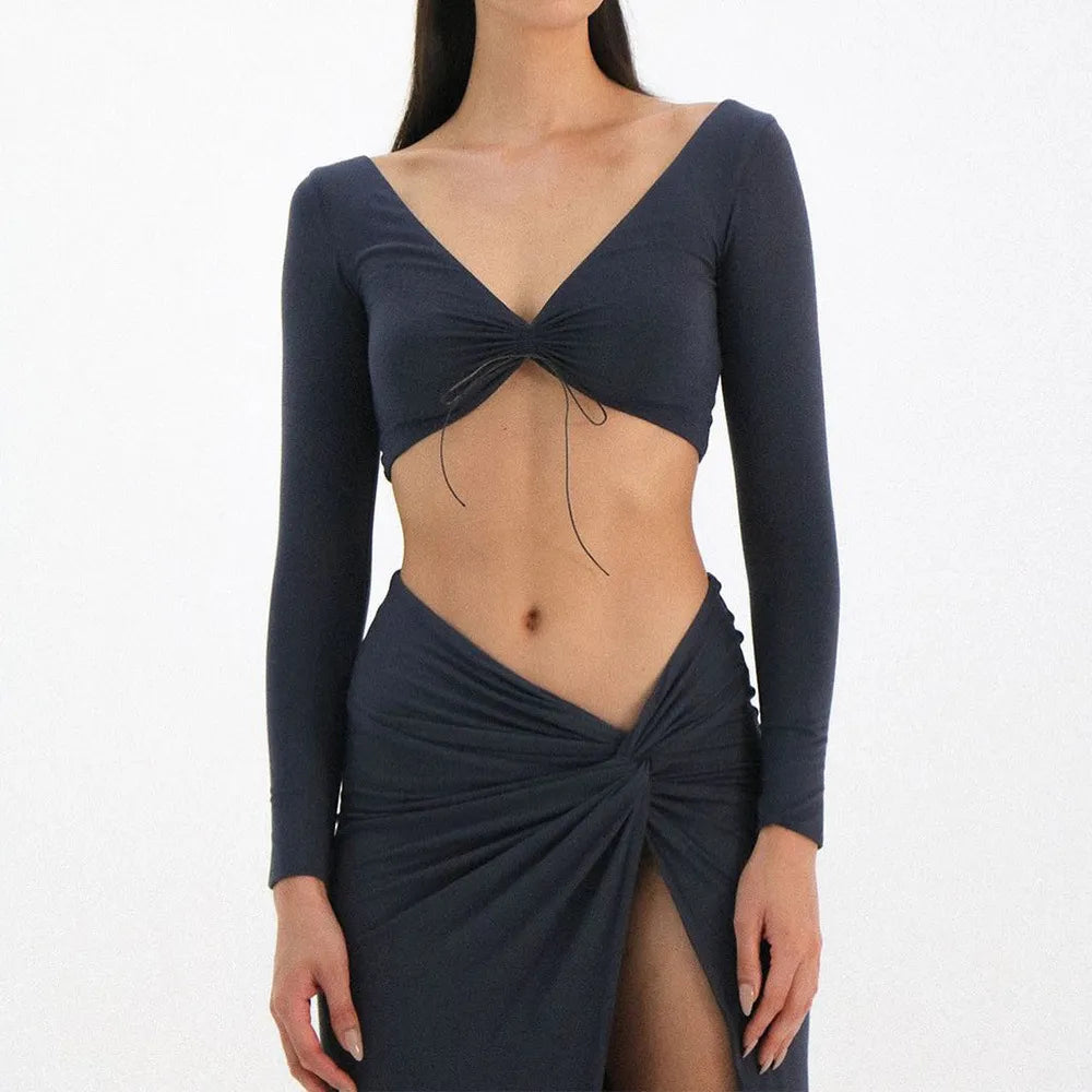 "Talk Of The Town" Women’s Elegant Long Sleeve Two Piece Set