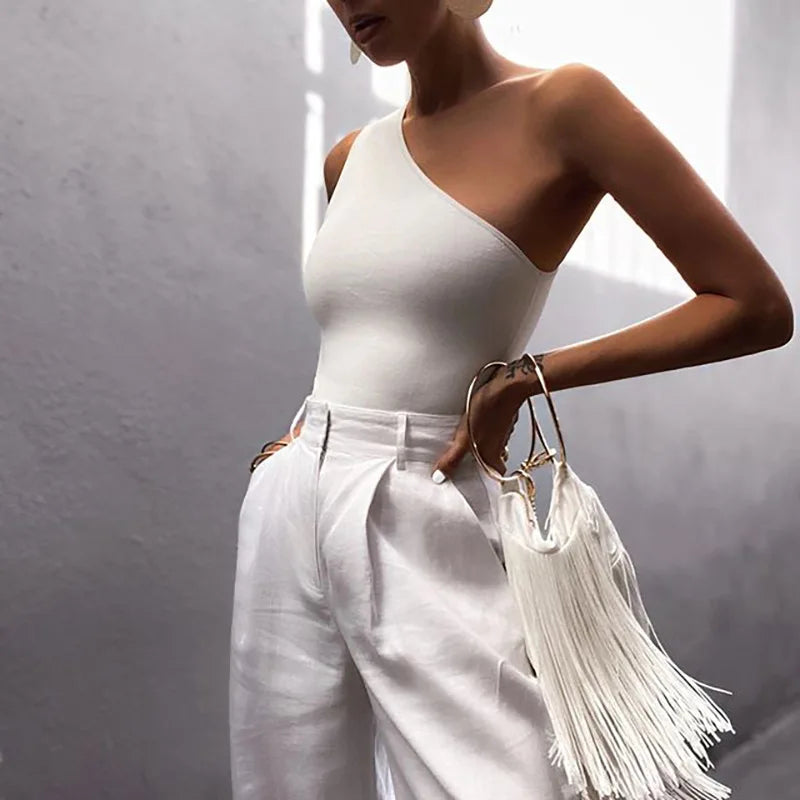 "Whisper My Name" Knitted One Shoulder Backless Tank Top
