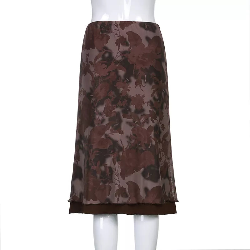 “Euro Grunge” Retro Striped Y2K Style Long Skirt