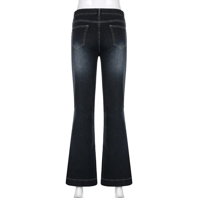 “Gossip Girl” Women’s Retro Y2K Style Low Waist Flare Jeans