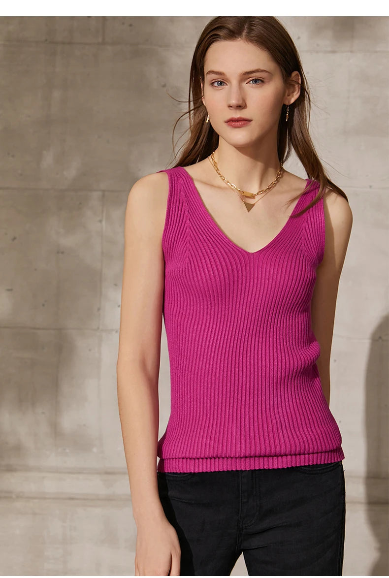 ”Daytime In Milan” Women’s Sexy V-Neck Minimalistic Camis Top