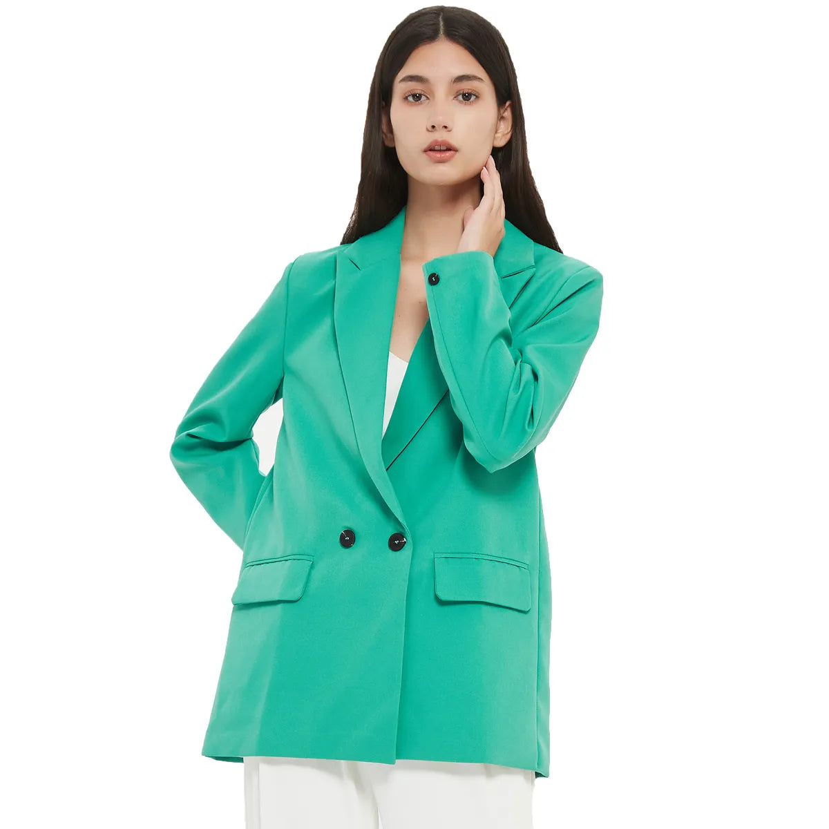 “I’m So Sly” Women’s Solid Double-Breasted Blazer
