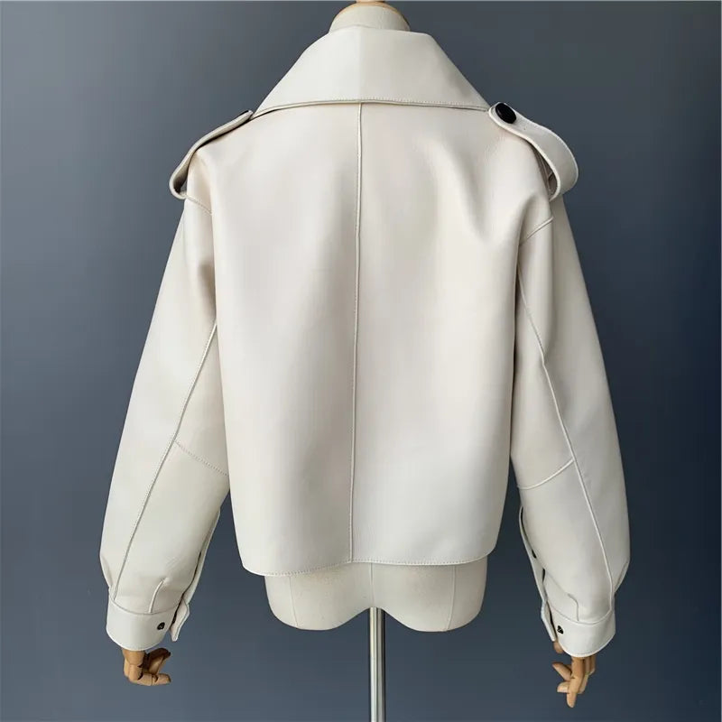 “Diamond” Women’s Sheepskin Designer Leather Jacket