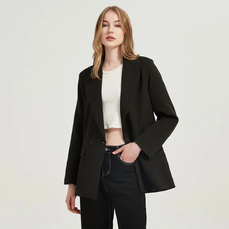 “I’m So Sly” Women’s Solid Double-Breasted Blazer
