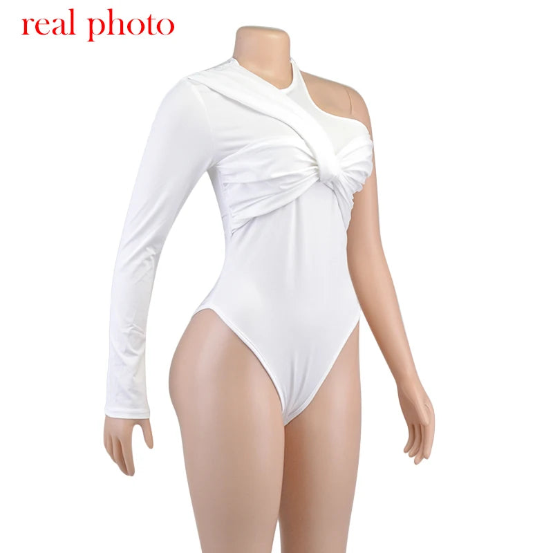 "One Time" Sexy One Shoulder Backless Bodysuit