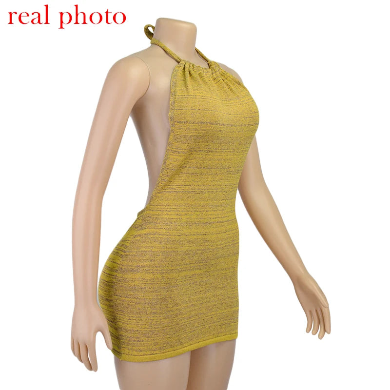 ”Prettiest Problem” Sexy Knitted Backless Bodycon Mini Dress