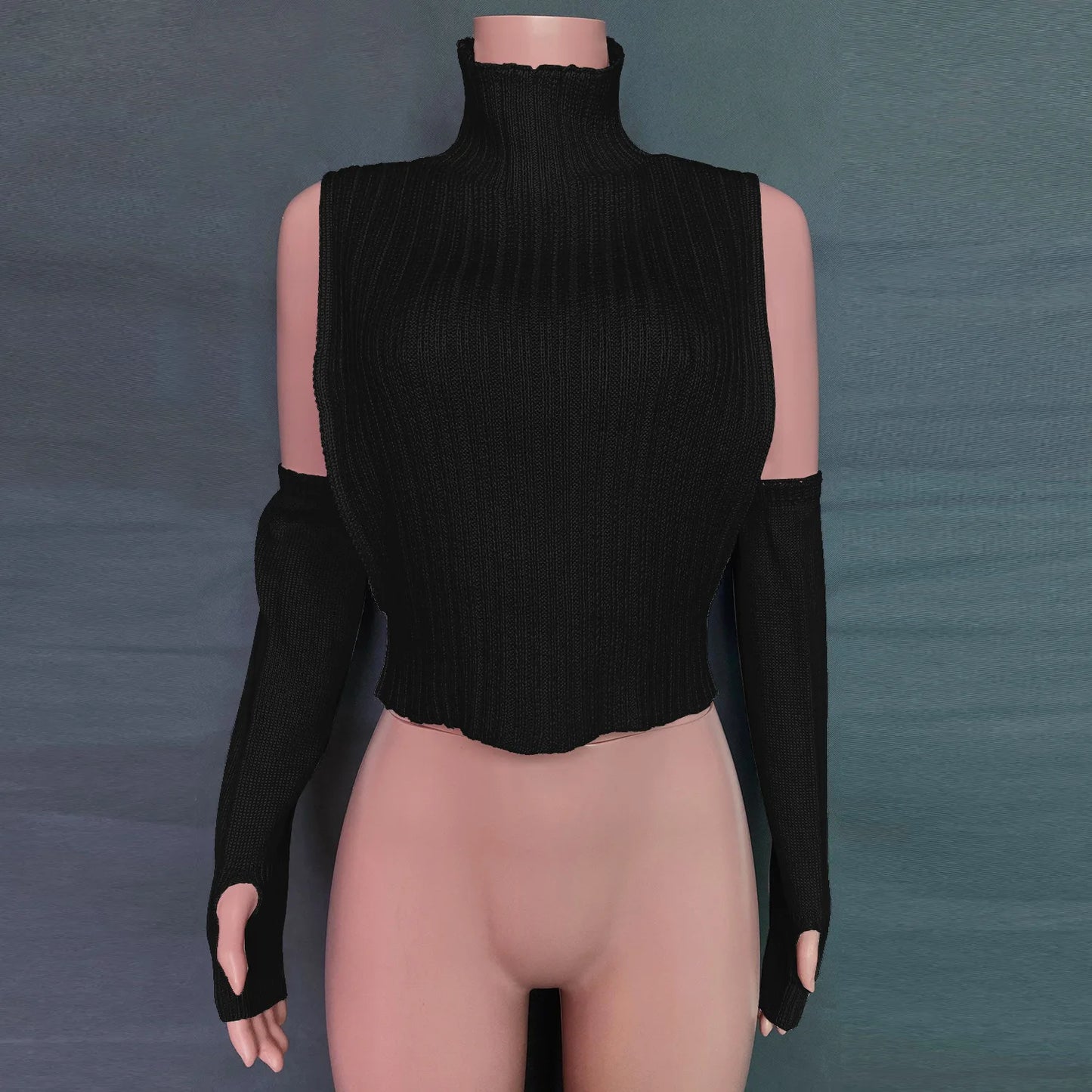 ”High Hopes” Vintage Long Sleeve Y2K Style Knitted Turtleneck Sweater Vest