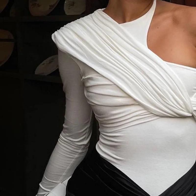 "One Time" Sexy One Shoulder Backless Bodysuit