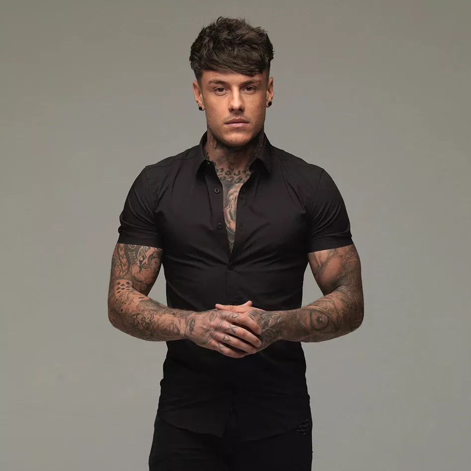 "Nightclub Stories" Men's Casual Designer Slim Fit Button Up Shirt