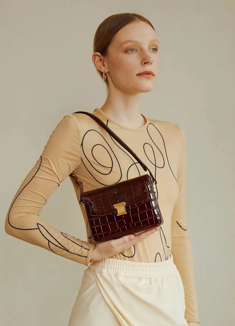 "Last Few Months" Retro Crocodile Leather Handbag