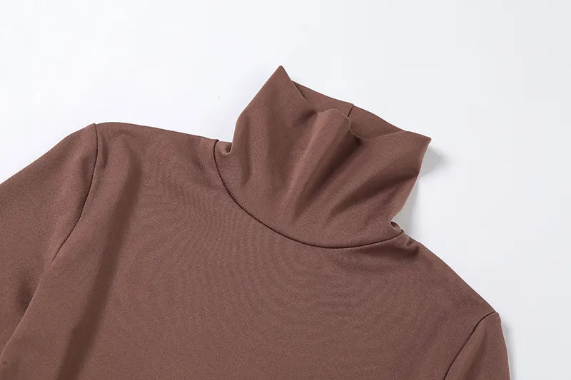 “Jolie” Women’s Basic Casual Long Sleeve Turtleneck Crop Top
