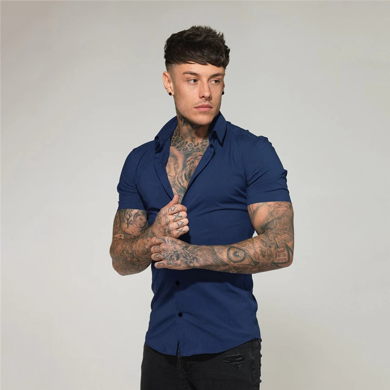 "Nightclub Stories" Men's Casual Designer Slim Fit Button Up Shirt