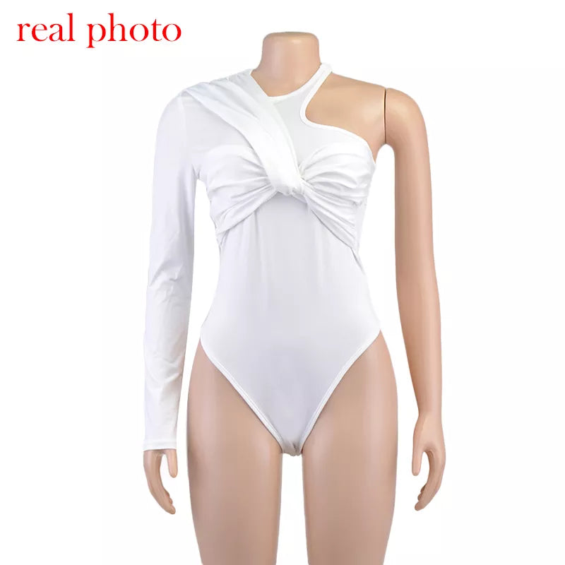 "One Time" Sexy One Shoulder Backless Bodysuit