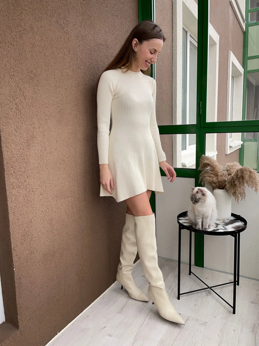”Eurocentric Beauty” Elegant Chic Slim Knitted Mini Dress