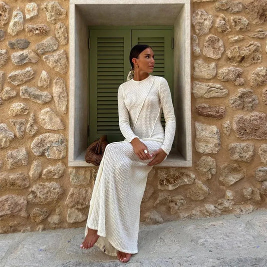 “Drift About” Elegant Backless Long Sleeve Maxi Dress