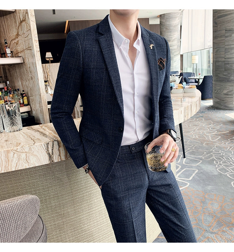 "Callan" Men's Plaid Business Suit