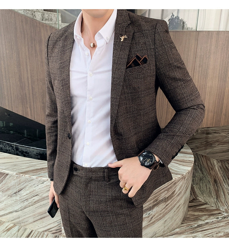 "Callan" Men's Plaid Business Suit