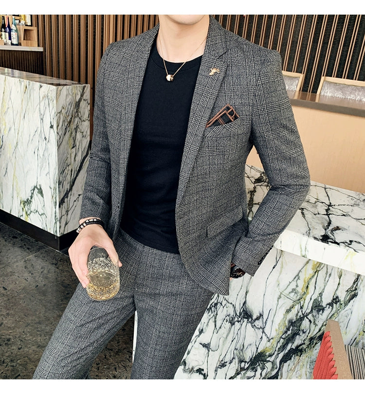 "Callan" Men's Plaid Business Suit