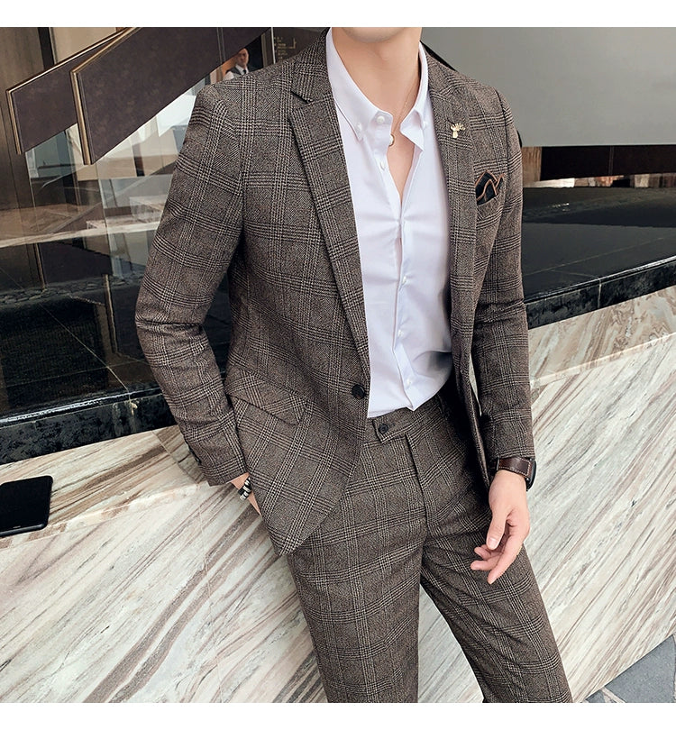 "Callan" Men's Plaid Business Suit