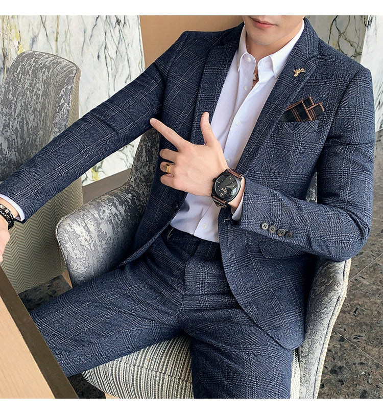 "Callan" Men's Plaid Business Suit