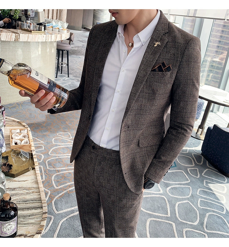 "Callan" Men's Plaid Business Suit