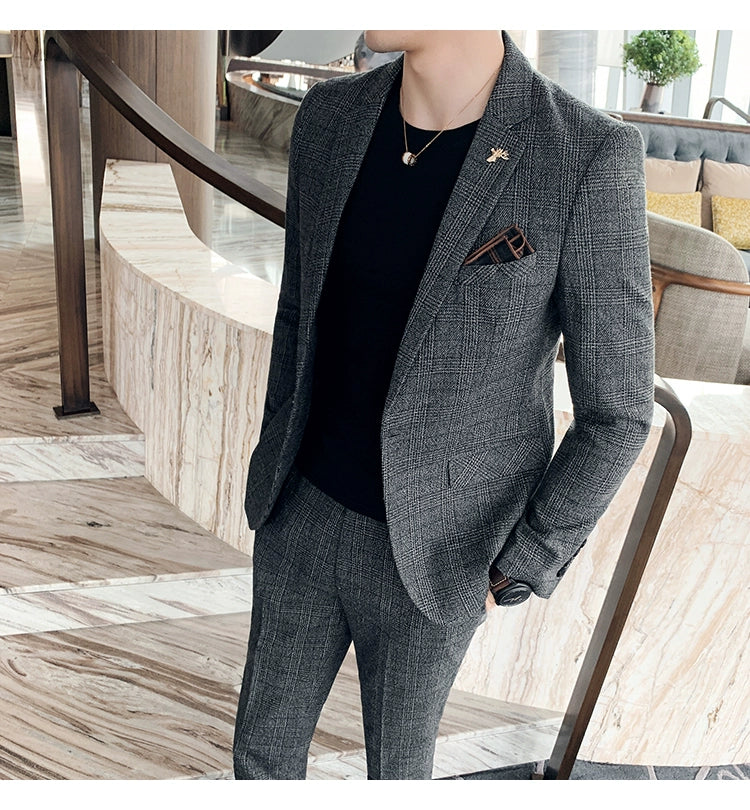 "Callan" Men's Plaid Business Suit