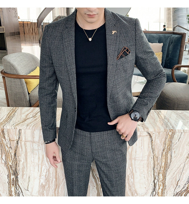 "Callan" Men's Plaid Business Suit