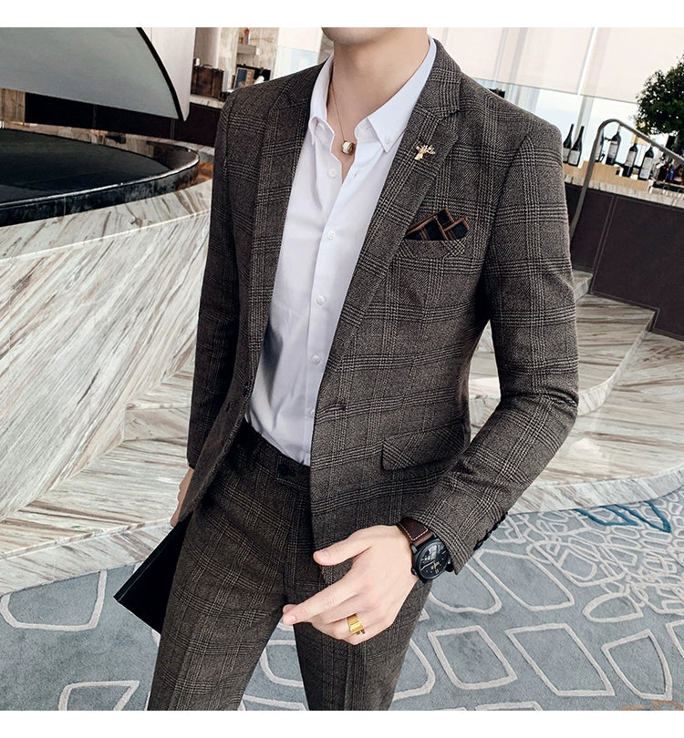 "Callan" Men's Plaid Business Suit